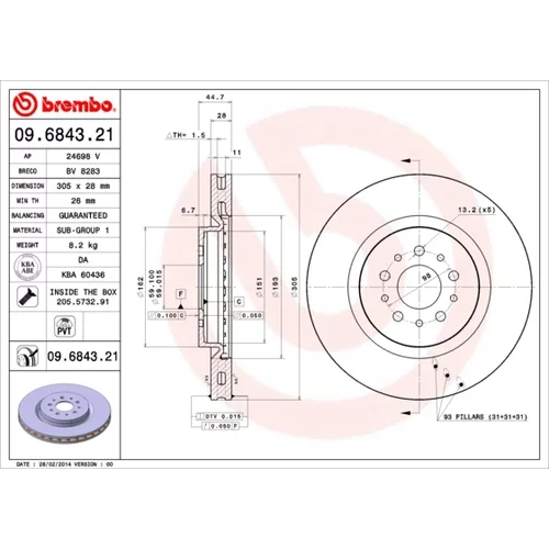 Brzdový kotúč BREMBO 09.6843.21