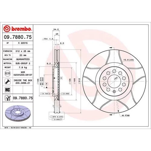 Brzdový kotúč 09.7880.75 /BREMBO/