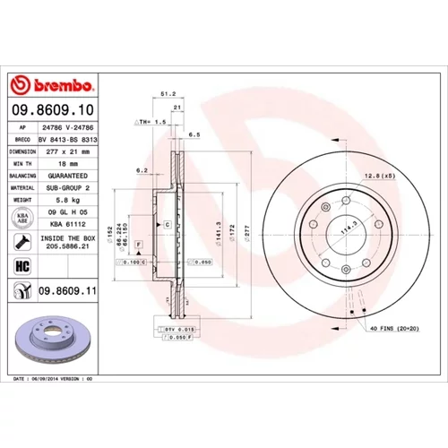 Brzdový kotúč BREMBO 09.8609.11