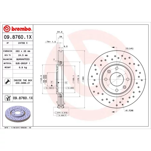 Brzdový kotúč BREMBO 09.8760.1X