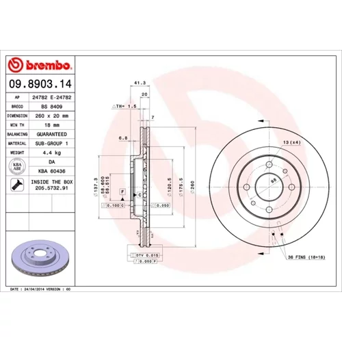 Brzdový kotúč BREMBO 09.8903.14