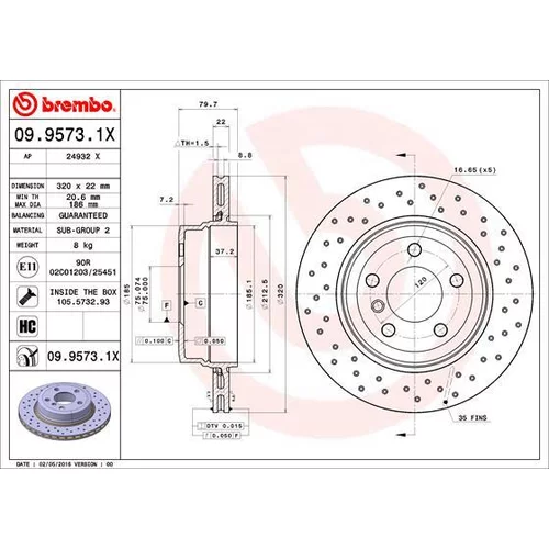 Brzdový kotúč BREMBO 09.9573.1X