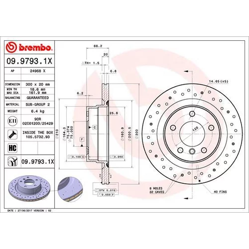 Brzdový kotúč BREMBO 09.9793.1X