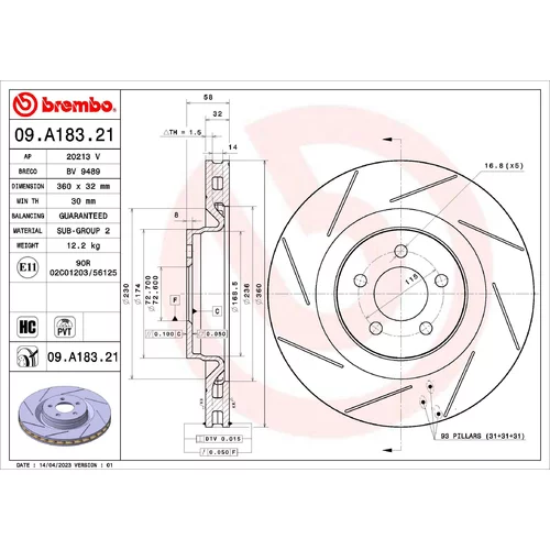 Brzdový kotúč BREMBO 09.A183.21