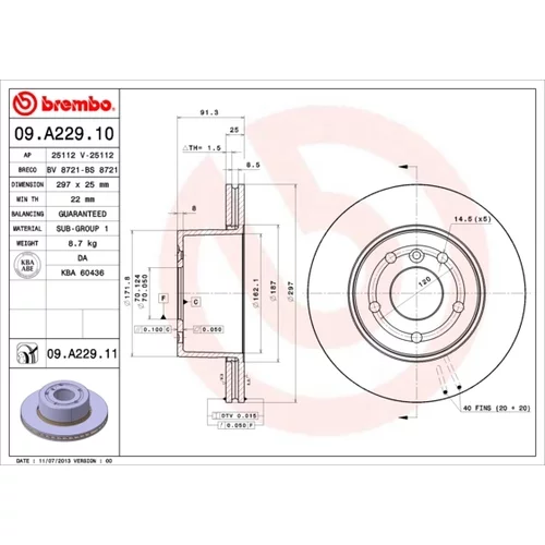 Brzdový kotúč BREMBO 09.A229.11