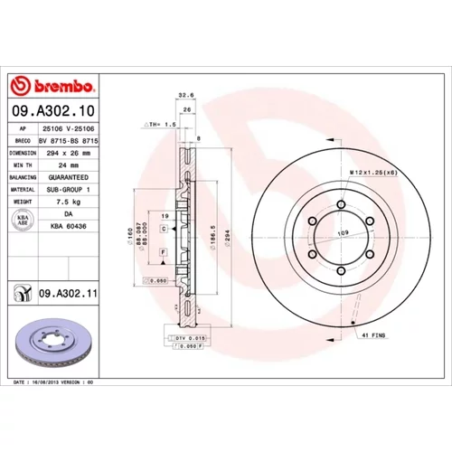 Brzdový kotúč BREMBO 09.A302.11