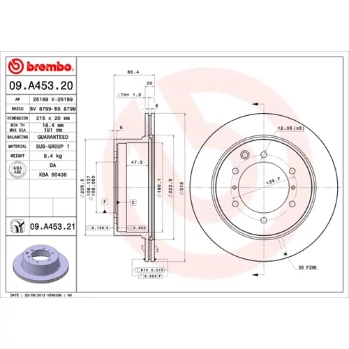 Brzdový kotúč BREMBO 09.A453.21