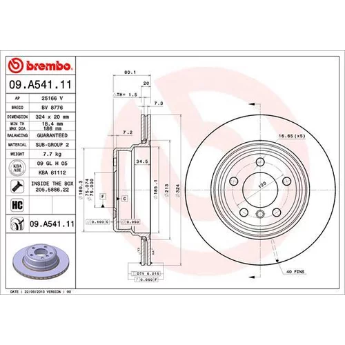 Brzdový kotúč BREMBO 09.A541.11