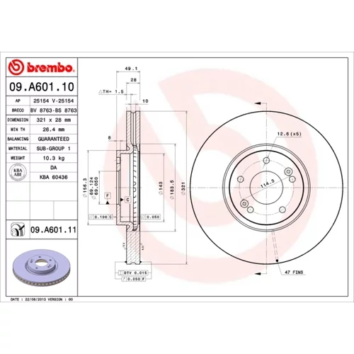 Brzdový kotúč BREMBO 09.A601.11