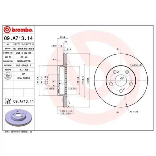 Brzdový kotúč BREMBO 09.A713.11