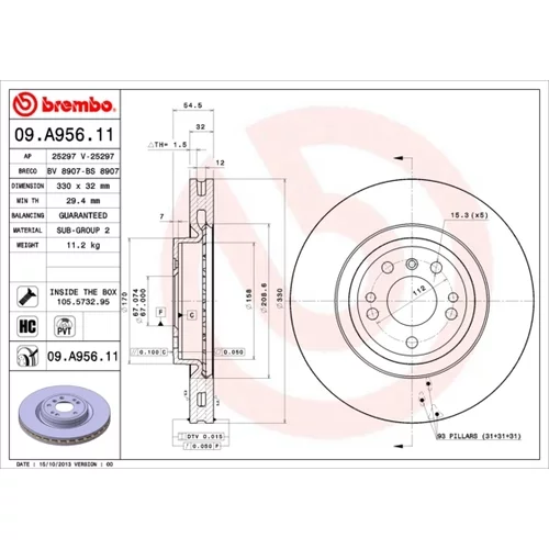 Brzdový kotúč BREMBO 09.A956.11