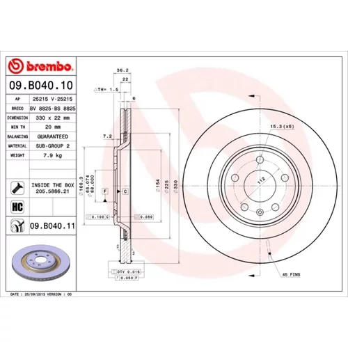 Brzdový kotúč BREMBO 09.B040.11