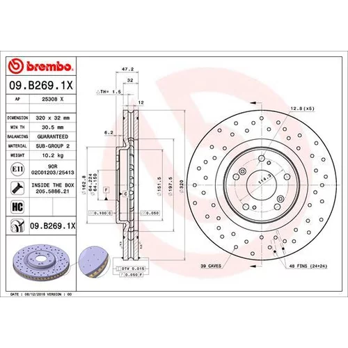 Brzdový kotúč 09.B269.1X /BREMBO/