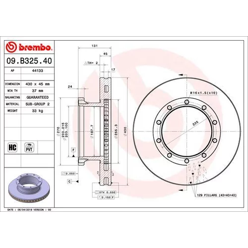 Brzdový kotúč BREMBO 09.B325.40