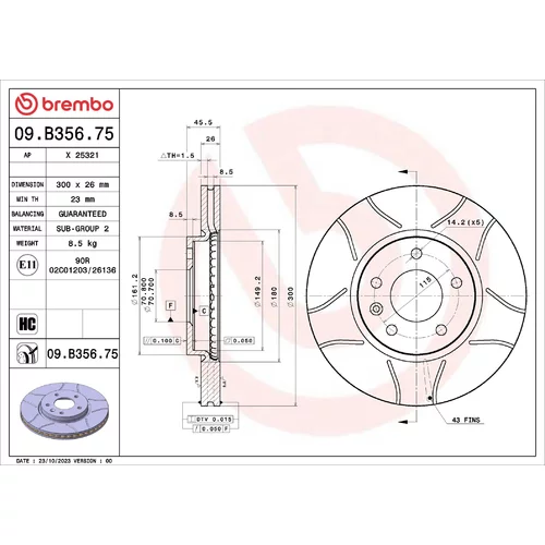 Brzdový kotúč BREMBO 09.B356.75