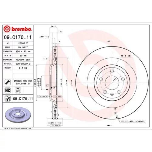 Brzdový kotúč BREMBO 09.C170.11