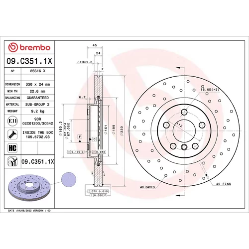 Brzdový kotúč 09.C351.1X /BREMBO/