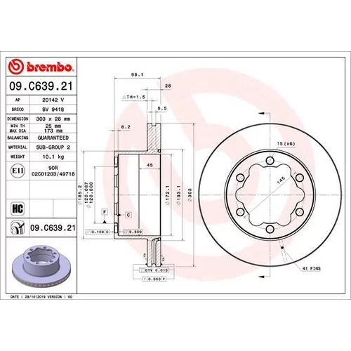 Brzdový kotúč BREMBO 09.C639.21