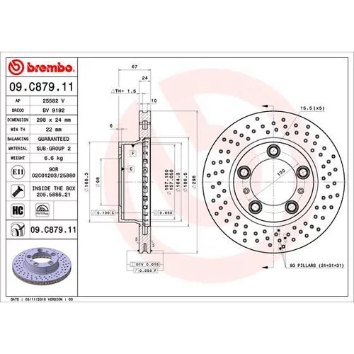 Brzdový kotúč BREMBO 09.C879.11