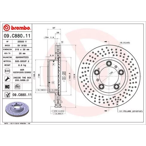 Brzdový kotúč BREMBO 09.C880.11