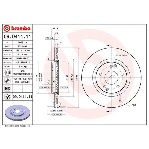 Brzdový kotúč BREMBO 09.D414.11