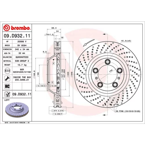 Brzdový kotúč BREMBO 09.D932.11