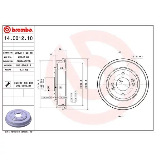 Brzdový bubon BREMBO 14.C012.10