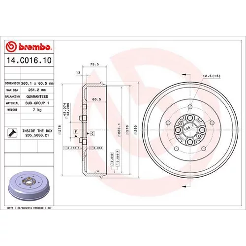 Brzdový bubon BREMBO 14.C016.10