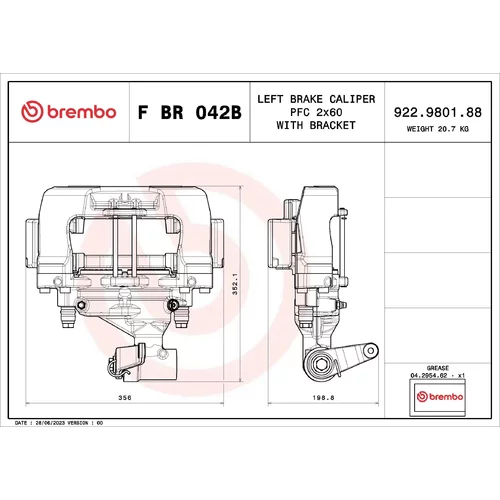 Brzdový strmeň BREMBO F BR 042B - obr. 1