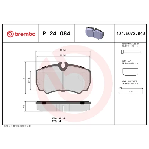 Sada brzdových platničiek kotúčovej brzdy BREMBO P 24 084