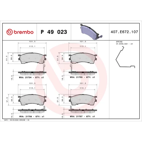 Sada brzdových platničiek kotúčovej brzdy P 49 023 /BREMBO/