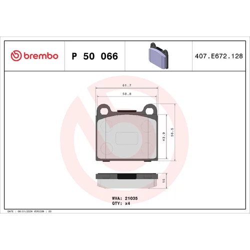 Sada brzdových platničiek kotúčovej brzdy BREMBO P 50 066