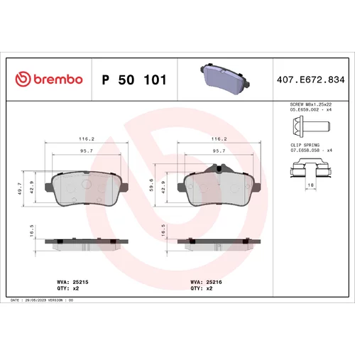 Sada brzdových platničiek kotúčovej brzdy BREMBO P 50 101