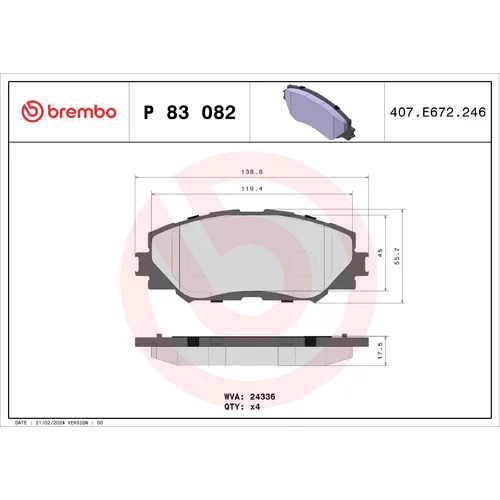 Sada brzdových platničiek kotúčovej brzdy BREMBO P 83 082