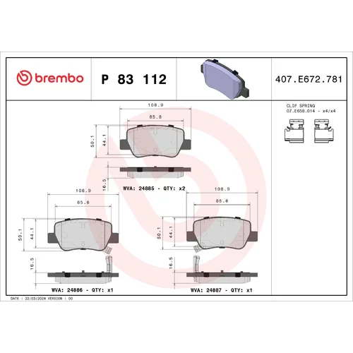 Sada brzdových platničiek kotúčovej brzdy BREMBO P 83 112