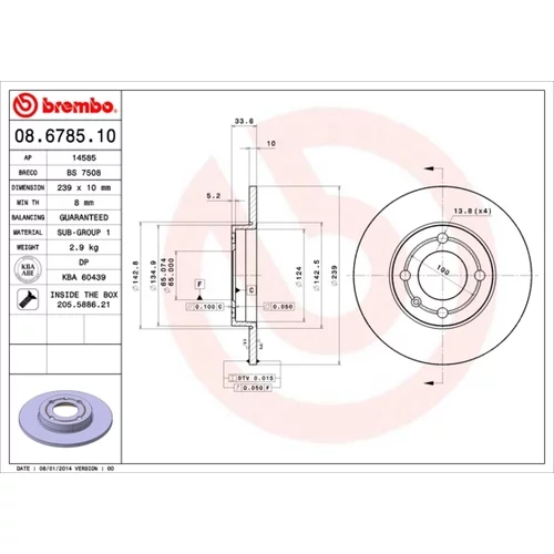 Brzdový kotúč BREMBO 08.6785.10