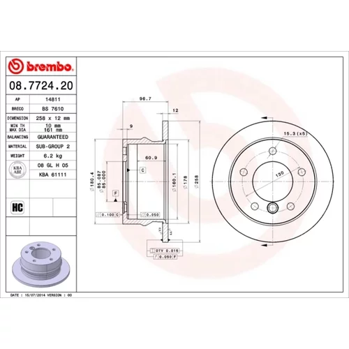 Brzdový kotúč BREMBO 08.7724.20