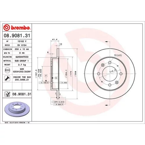 Brzdový kotúč BREMBO 08.9081.31