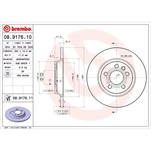 Brzdový kotúč BREMBO 08.9176.11