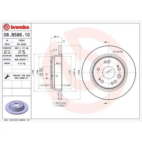 Brzdový kotúč BREMBO 08.B586.10