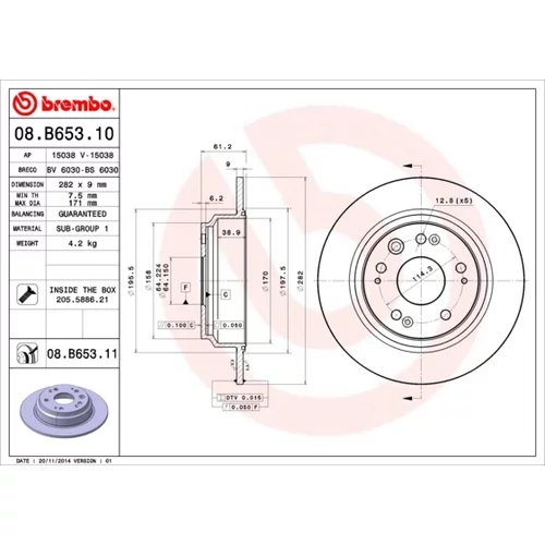 Brzdový kotúč BREMBO 08.B653.11