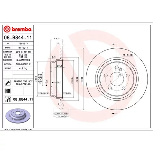 Brzdový kotúč BREMBO 08.B844.11