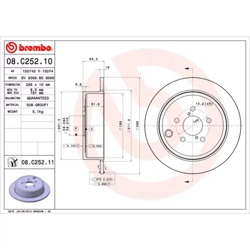 Brzdový kotúč 08.C252.11 /BREMBO/