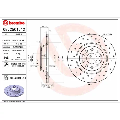 Brzdový kotúč 08.C501.1X /BREMBO/