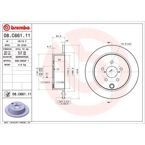 Brzdový kotúč BREMBO 08.C661.11