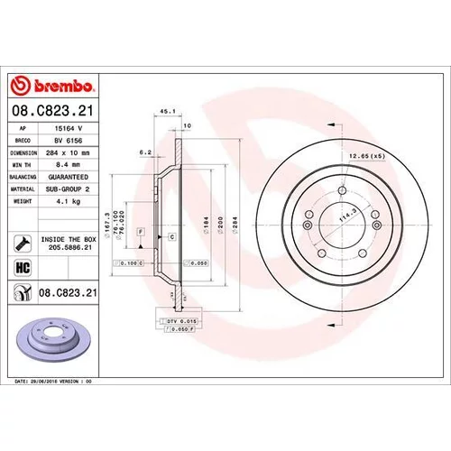 Brzdový kotúč BREMBO 08.C823.21