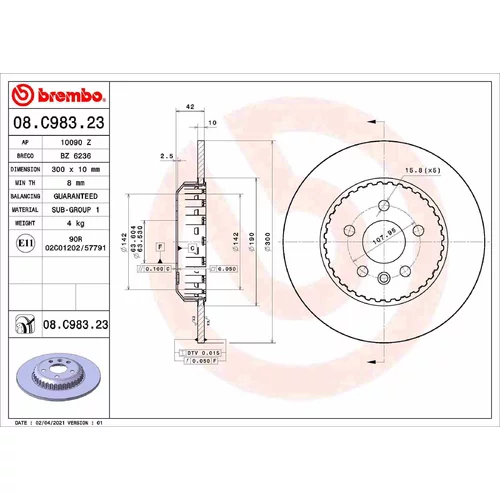 Brzdový kotúč BREMBO 08.C983.23