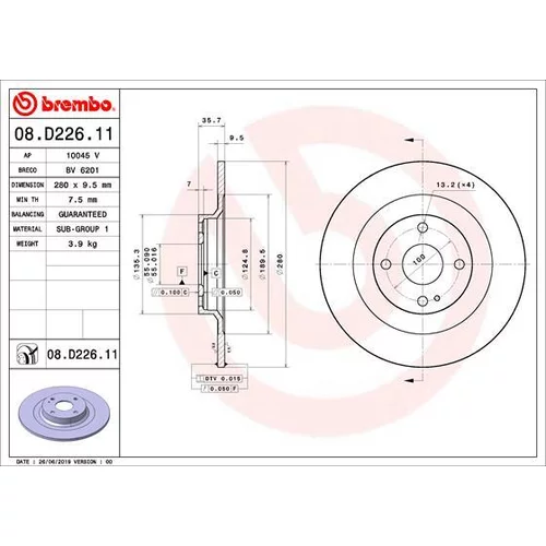 Brzdový kotúč BREMBO 08.D226.11