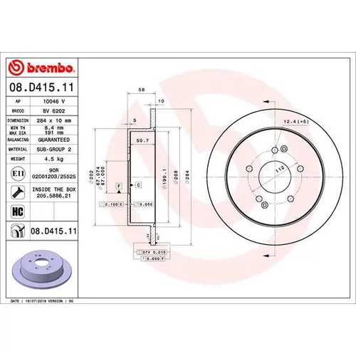 Brzdový kotúč BREMBO 08.D415.11