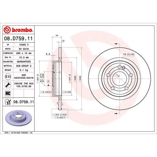 Brzdový kotúč BREMBO 08.D759.11